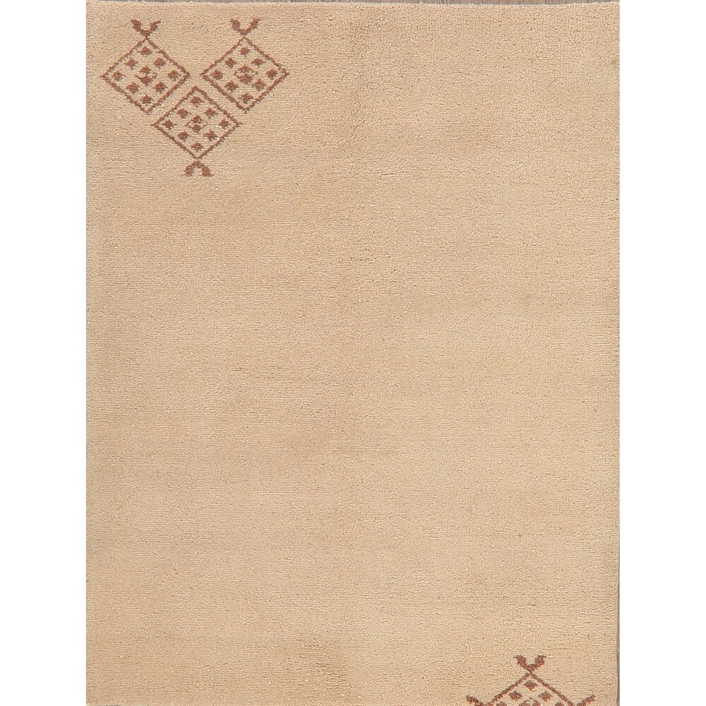 Nepalese Tibetan Contemporary Solid Area Rug Handmade Oriental Carpet - 3'11" x 5'8"