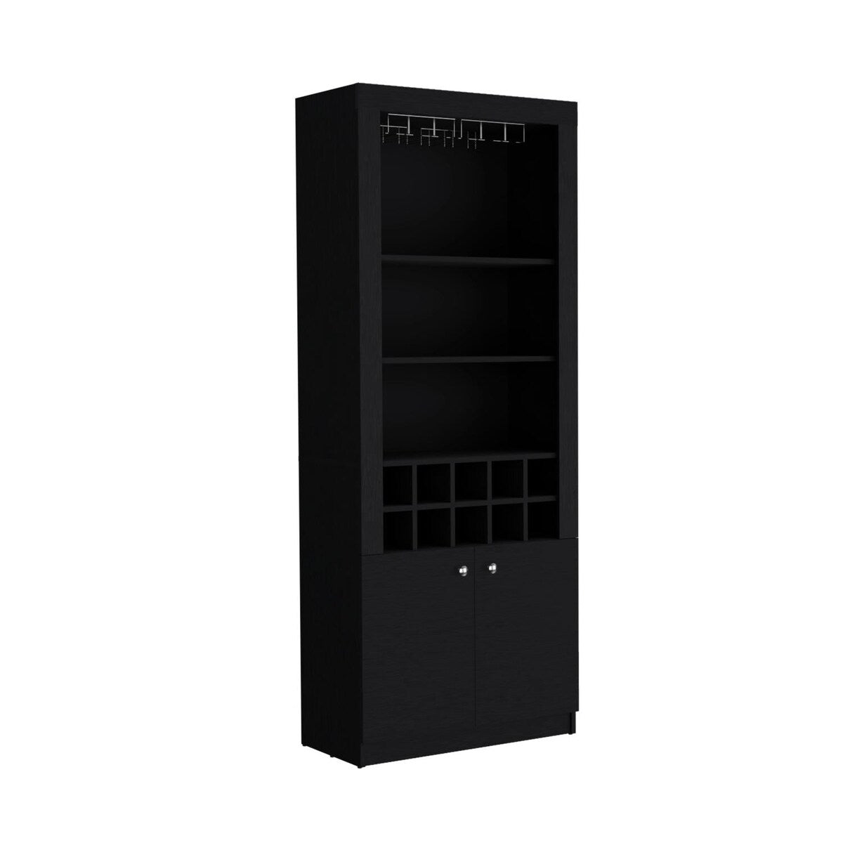 Nero Tall Bar Cabinet 4 Shelves.