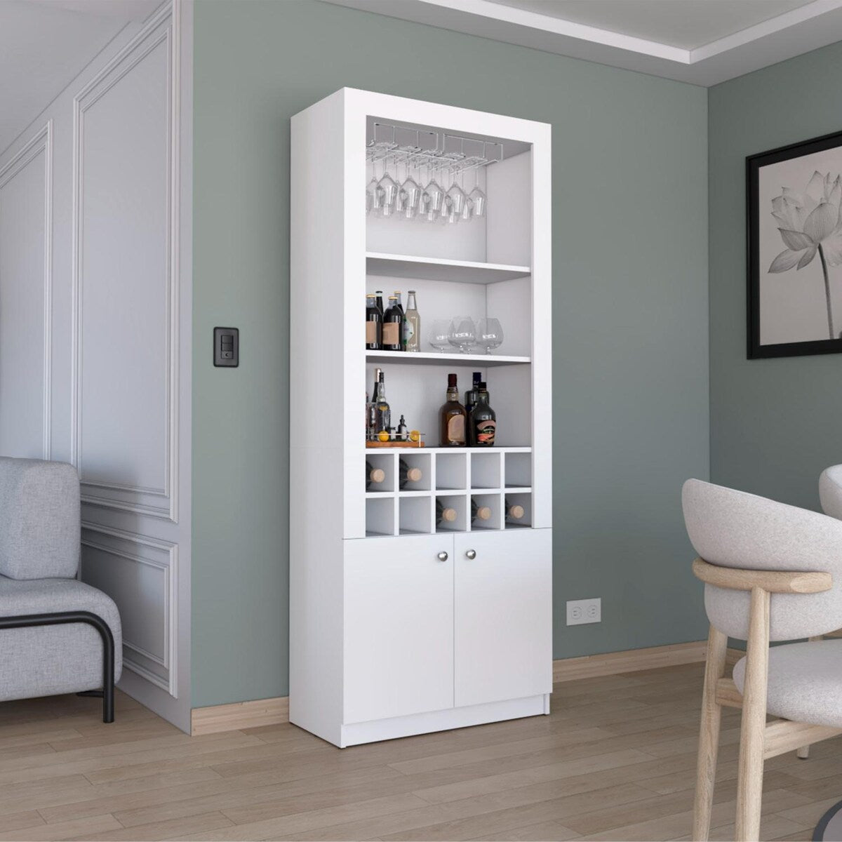 Nero Tall Bar Cabinet 4 Shelves.
