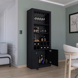 Nero Tall Bar Cabinet 4 Shelves.