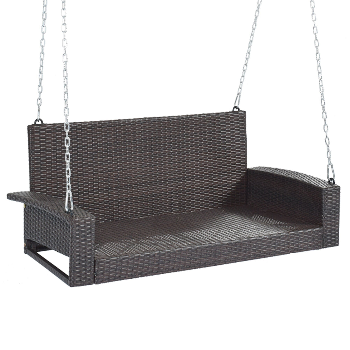 Nestfair 2-Person Wicker Hanging Porch Swing with Chains