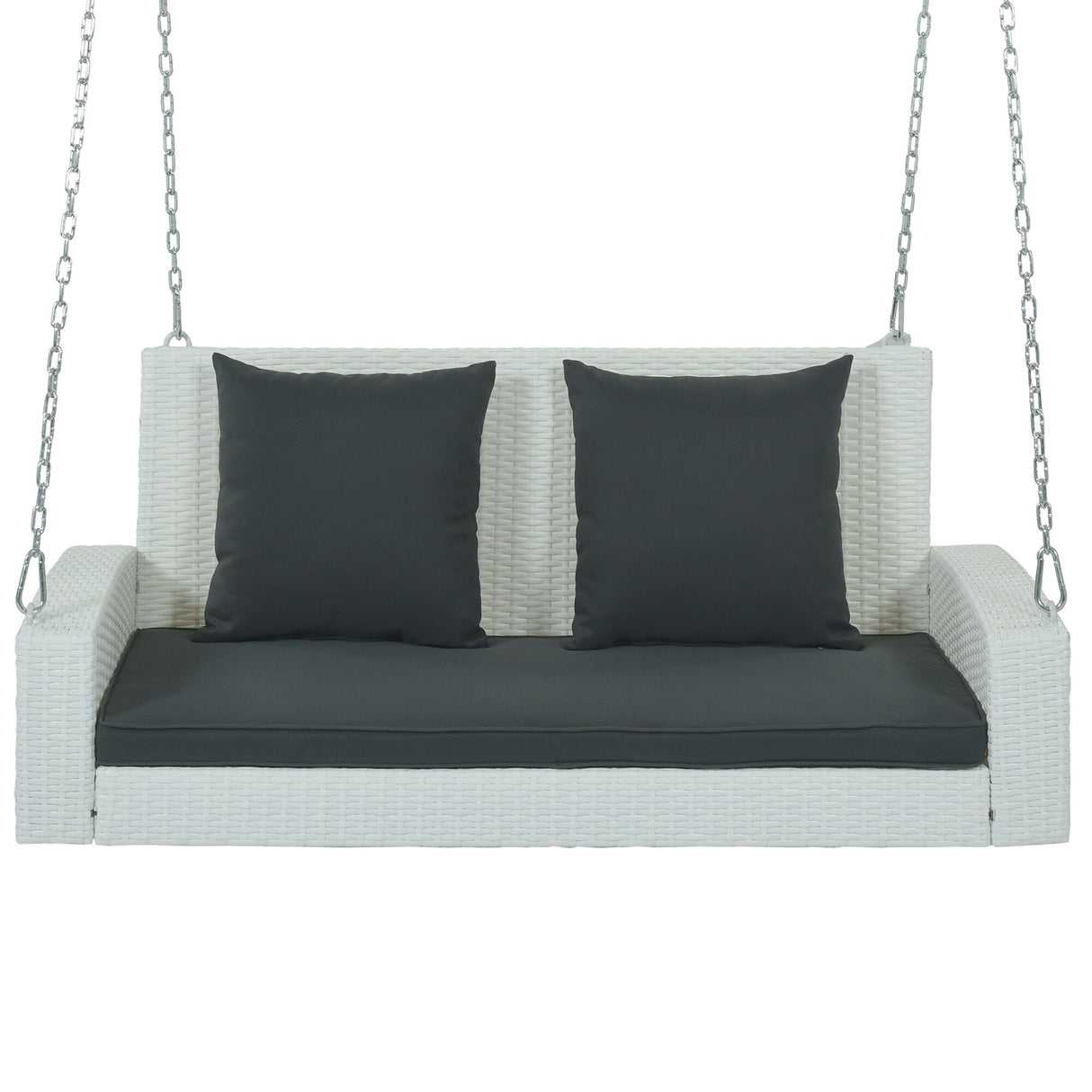 Nestfair 2-Person Wicker Hanging Porch Swing with Chains