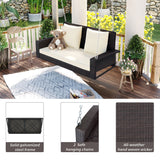 Nestfair 2-Person Wicker Hanging Porch Swing with Chains