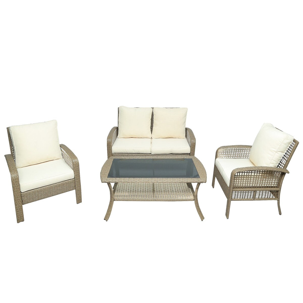 Nestfair 4-Piece Patio Rattan Sofa Seating Group with Cushions