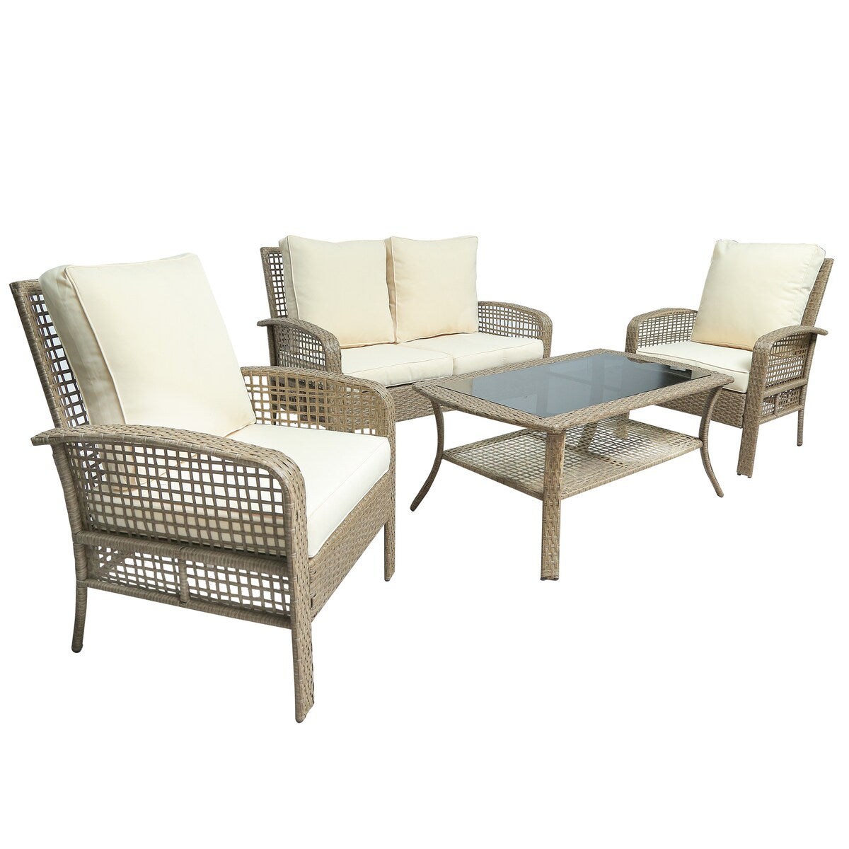 Nestfair 4-Piece Patio Rattan Sofa Seating Group with Cushions