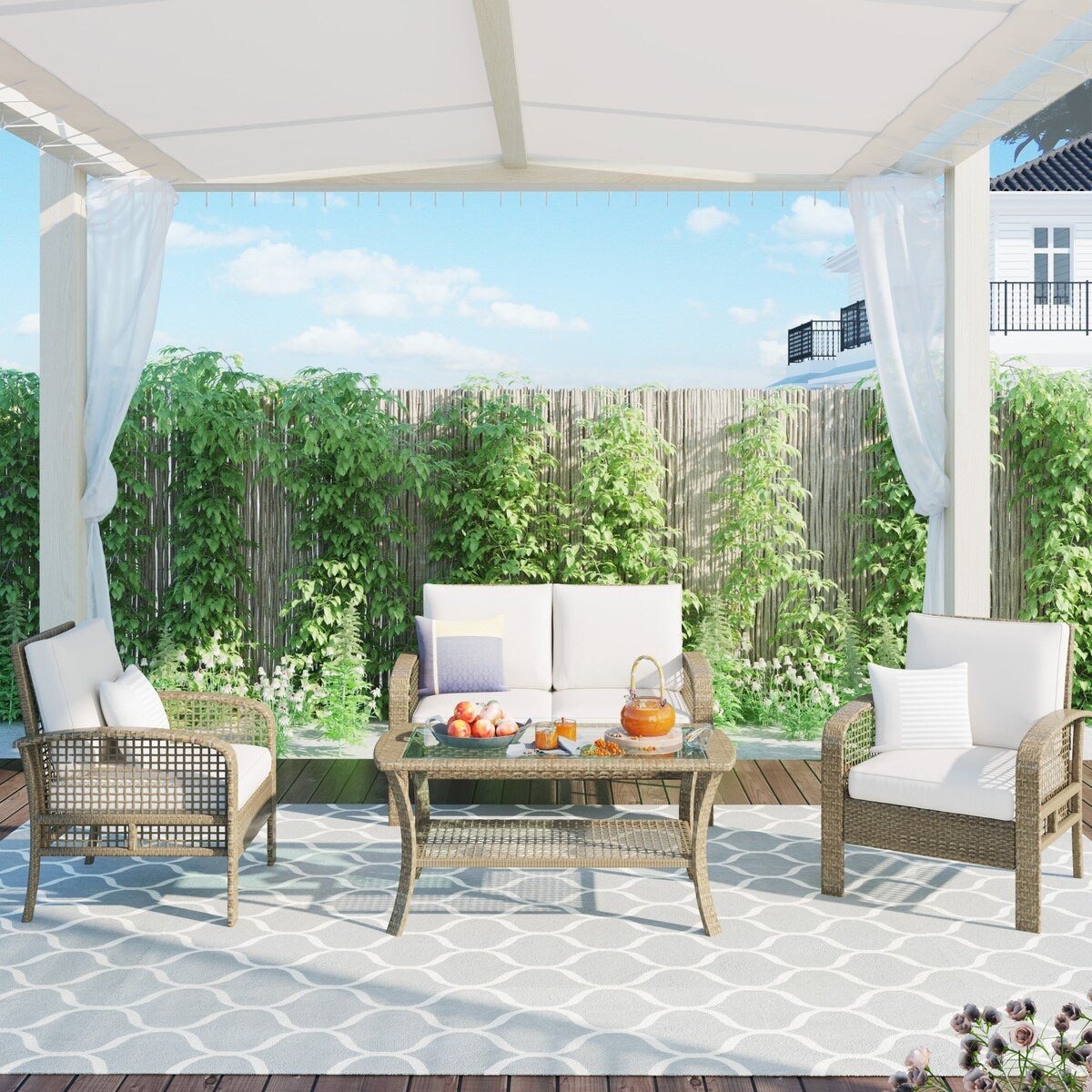 Nestfair 4-Piece Patio Rattan Sofa Seating Group with Cushions