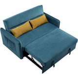 Nestfair 57" Modern Velvet Sofa Pull-Out Sleeper Bed with 2 Pillows Adjustable Backrest