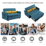 Nestfair 57" Modern Velvet Sofa Pull-Out Sleeper Bed with 2 Pillows Adjustable Backrest