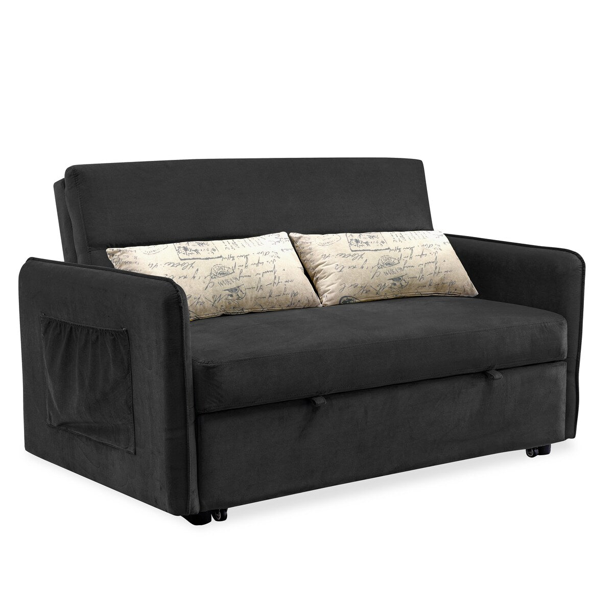 Nestfair 57" Modern Velvet Sofa Pull-Out Sleeper Bed with 2 Pillows Adjustable Backrest