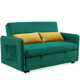 Nestfair 57" Modern Velvet Sofa Pull-Out Sleeper Bed with 2 Pillows Adjustable Backrest