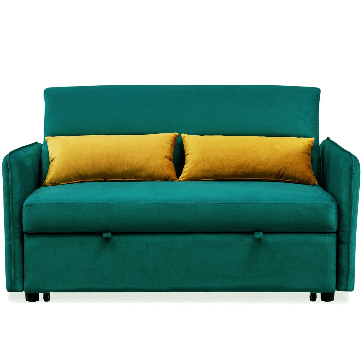 Nestfair 57" Modern Velvet Sofa Pull-Out Sleeper Bed with 2 Pillows Adjustable Backrest