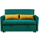 Nestfair 57" Modern Velvet Sofa Pull-Out Sleeper Bed with 2 Pillows Adjustable Backrest