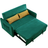 Nestfair 57" Modern Velvet Sofa Pull-Out Sleeper Bed with 2 Pillows Adjustable Backrest