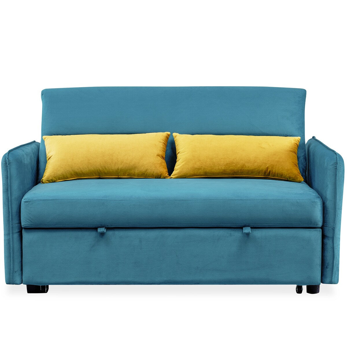 Nestfair 57" Modern Velvet Sofa Pull-Out Sleeper Bed with 2 Pillows Adjustable Backrest