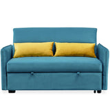 Nestfair 57" Modern Velvet Sofa Pull-Out Sleeper Bed with 2 Pillows Adjustable Backrest