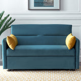 Nestfair 57" Modern Velvet Sofa Pull-Out Sleeper Bed with 2 Pillows Adjustable Backrest