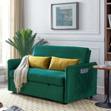 Nestfair 57" Modern Velvet Sofa Pull-Out Sleeper Bed with 2 Pillows Adjustable Backrest