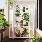 Nestfair 62"H Wooden Greenhouse Portable Cold Frame with Wheels and Adjustable Shelves