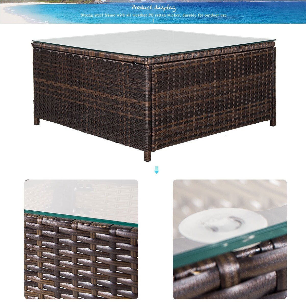 Nestfair 7-Pieces Patio PE Rattan Sectional Sofa Set