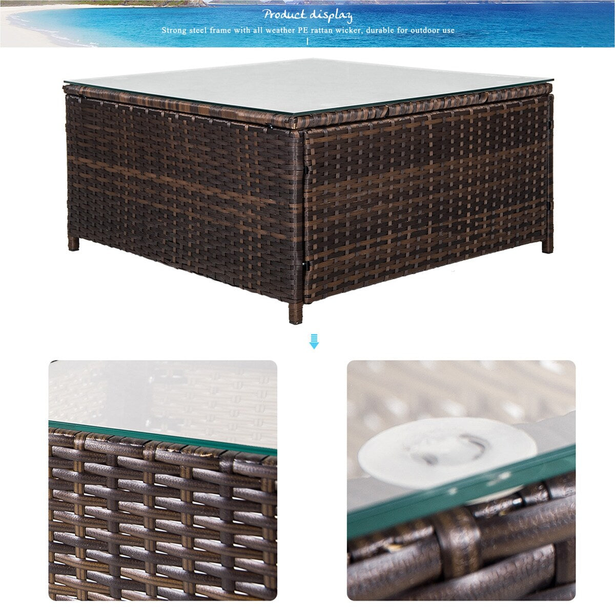 Nestfair 7-Pieces Patio PE Rattan Sectional Sofa Set