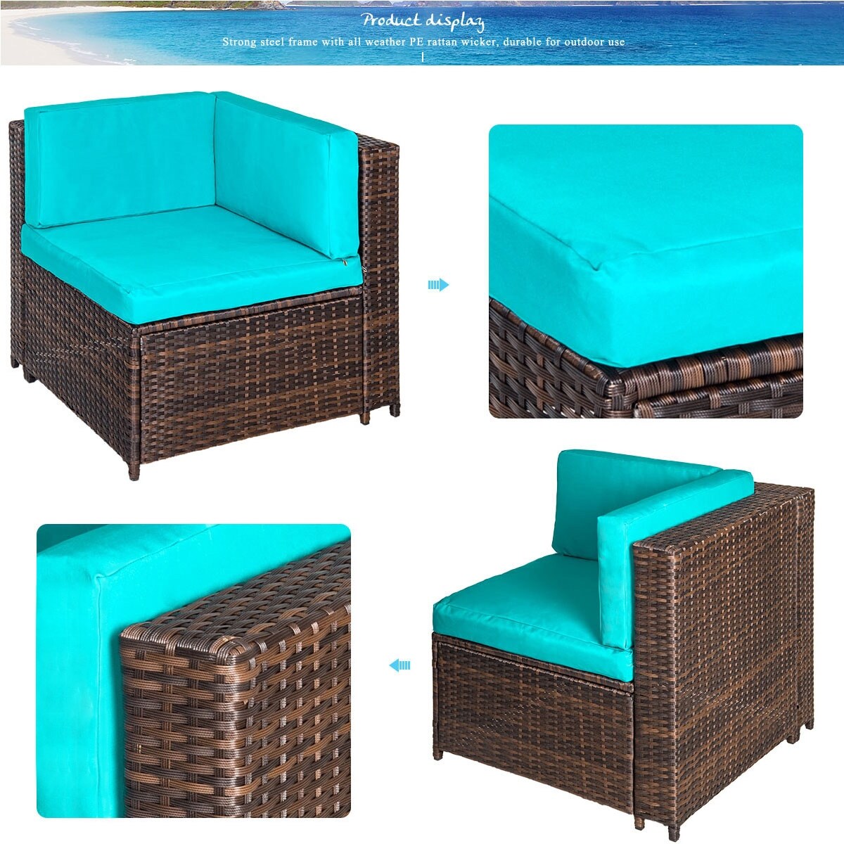 Nestfair 7-Pieces Patio PE Rattan Sectional Sofa Set
