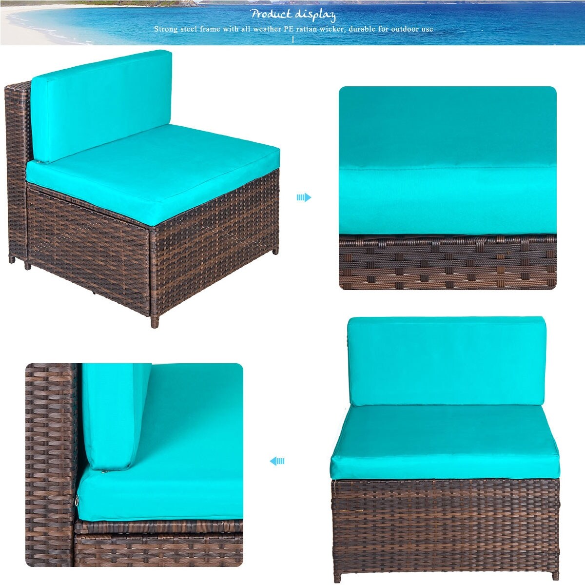 Nestfair 7-Pieces Patio PE Rattan Sectional Sofa Set