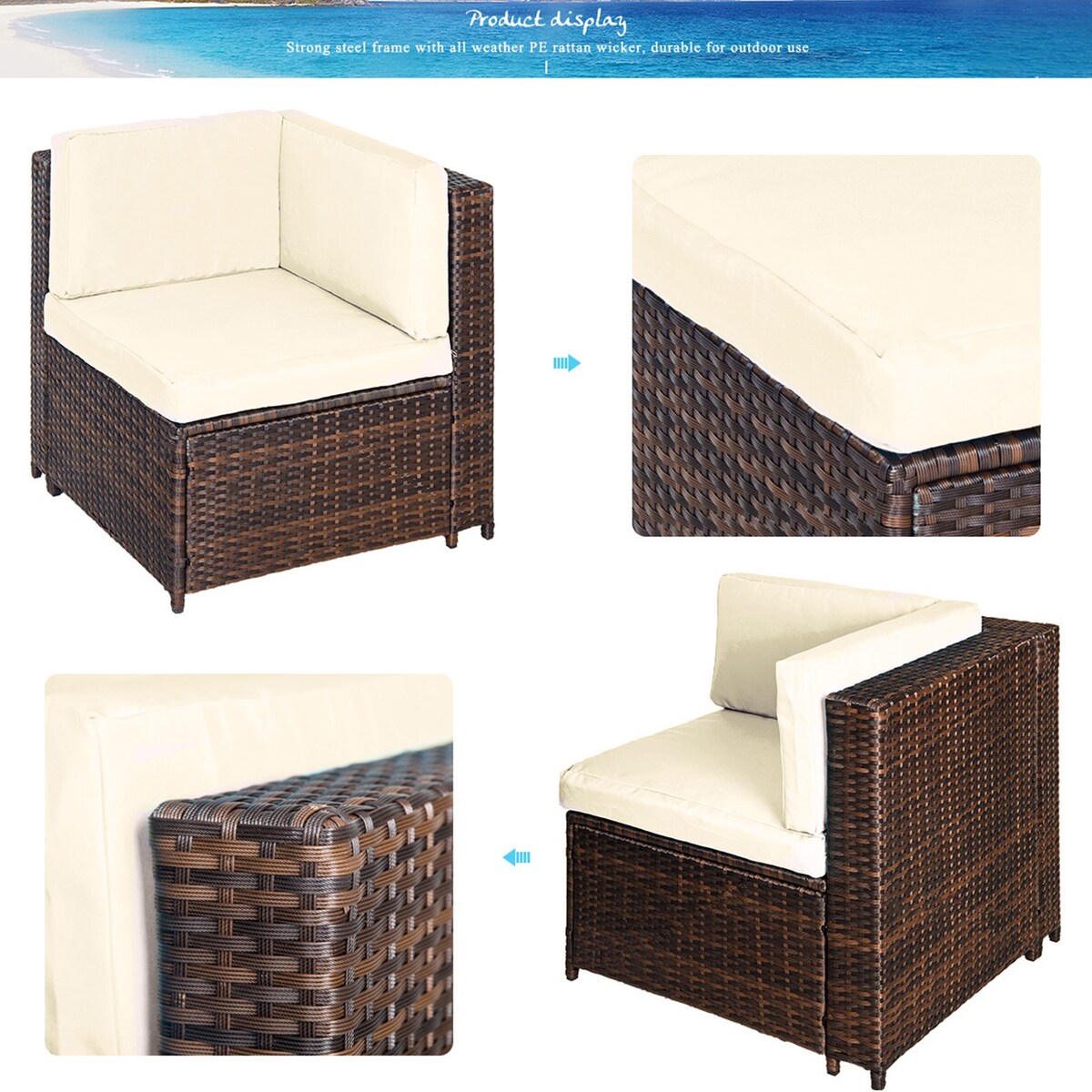 Nestfair 7-Pieces Patio PE Rattan Sectional Sofa Set