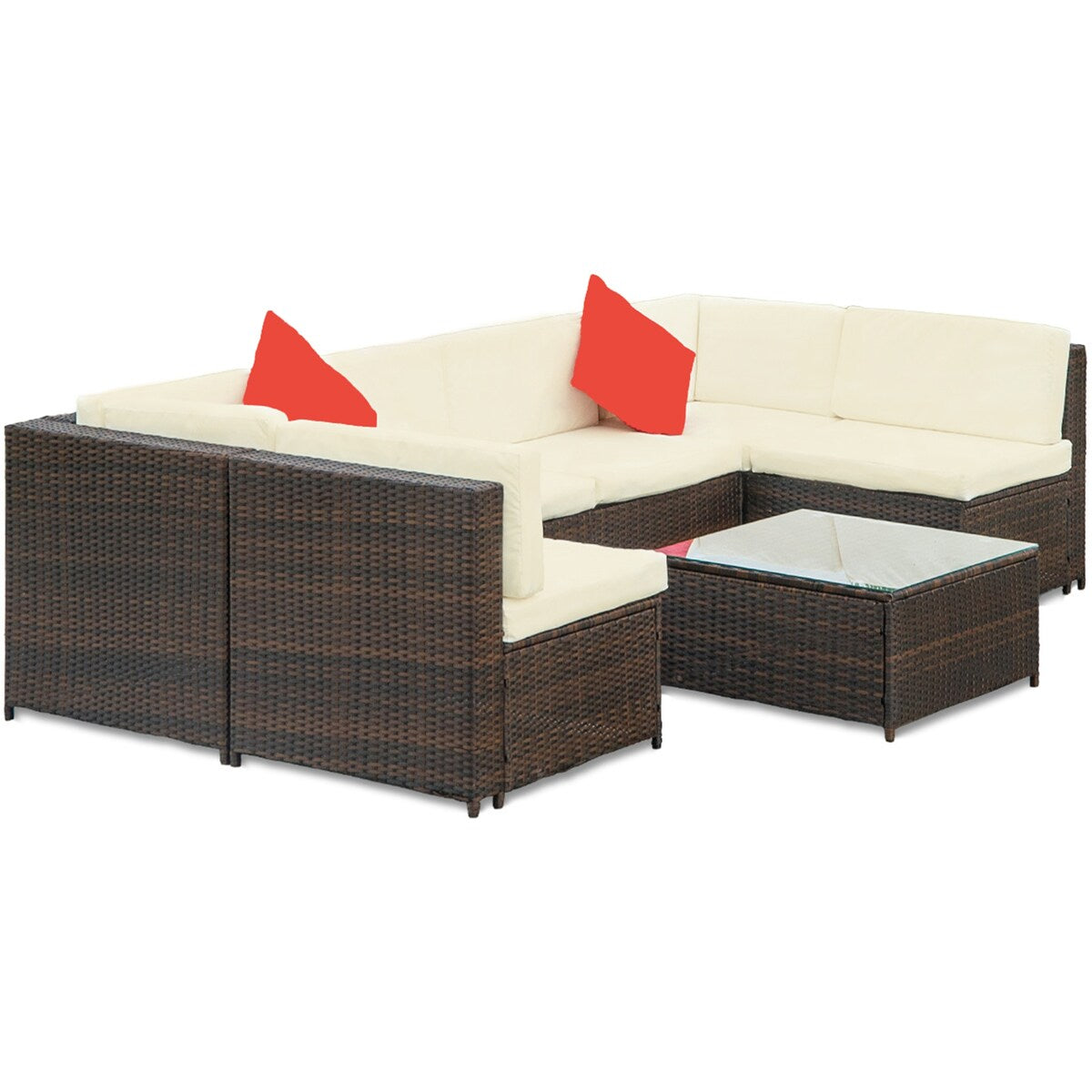 Nestfair 7-Pieces Patio PE Rattan Sectional Sofa Set