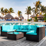 Nestfair 7-Pieces Patio PE Rattan Sectional Sofa Set