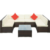 Nestfair 7-Pieces Patio PE Rattan Sectional Sofa Set