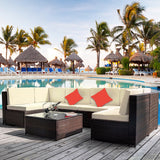 Nestfair 7-Pieces Patio PE Rattan Sectional Sofa Set