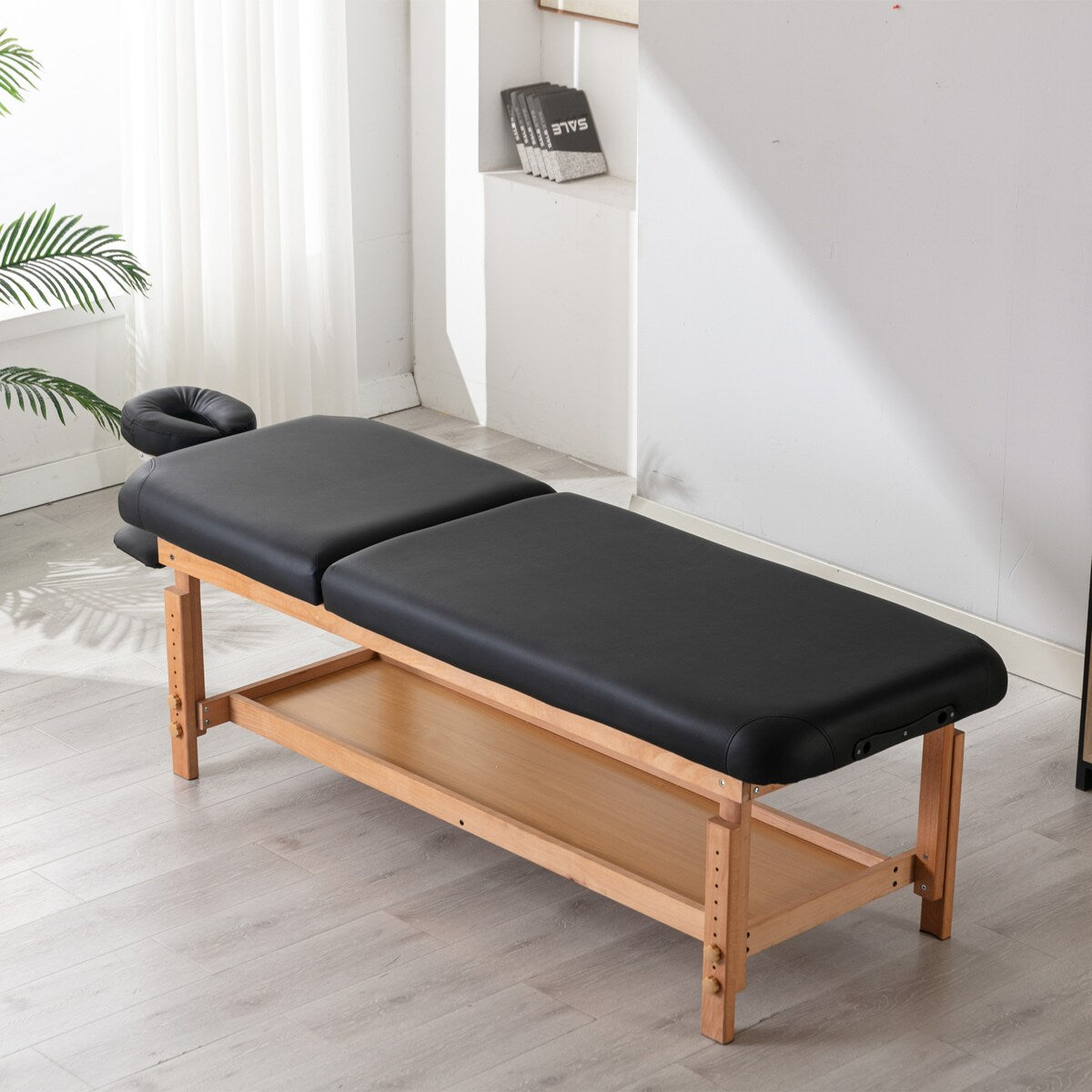 Nestfair Black Stationary Massage Table Treatment Clincal Beauty Bed