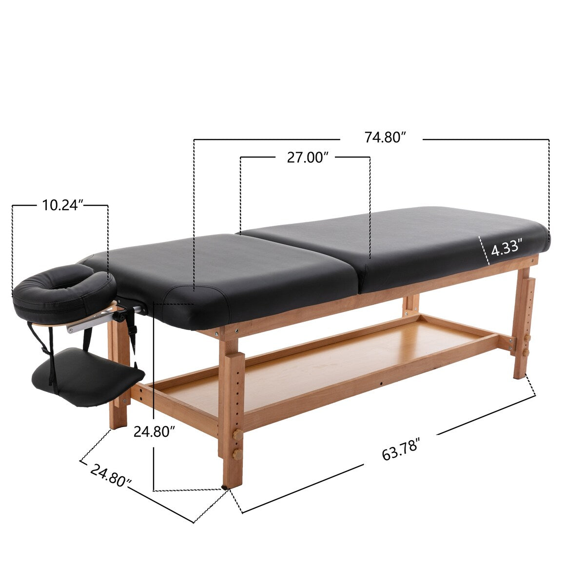 Nestfair Black Stationary Massage Table Treatment Clincal Beauty Bed