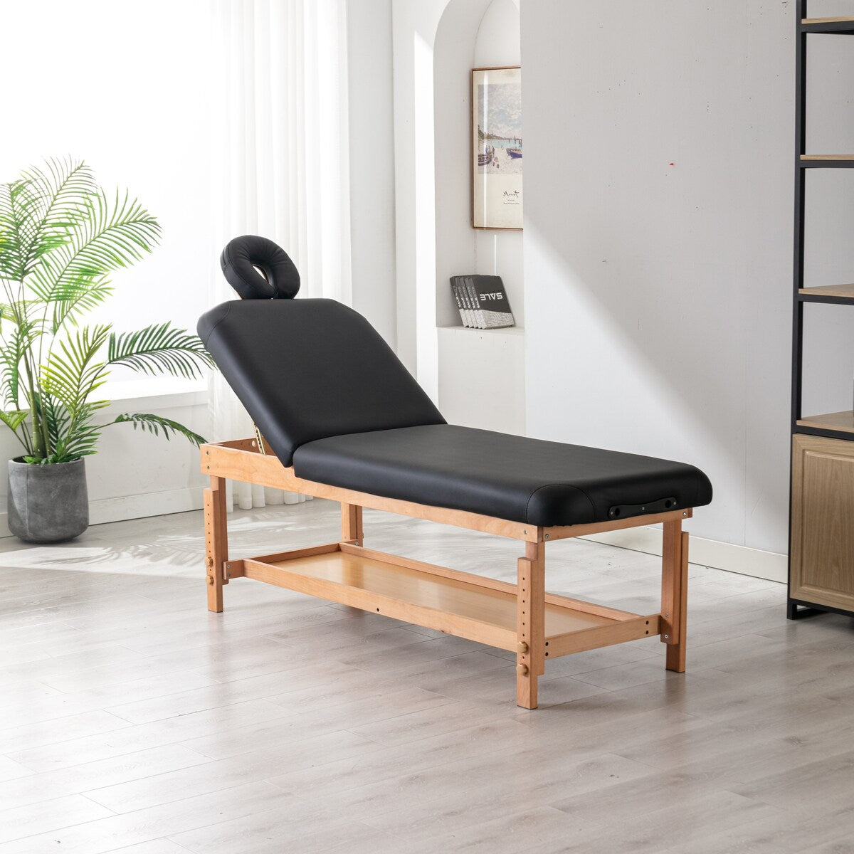 Nestfair Black Stationary Massage Table Treatment Clincal Beauty Bed