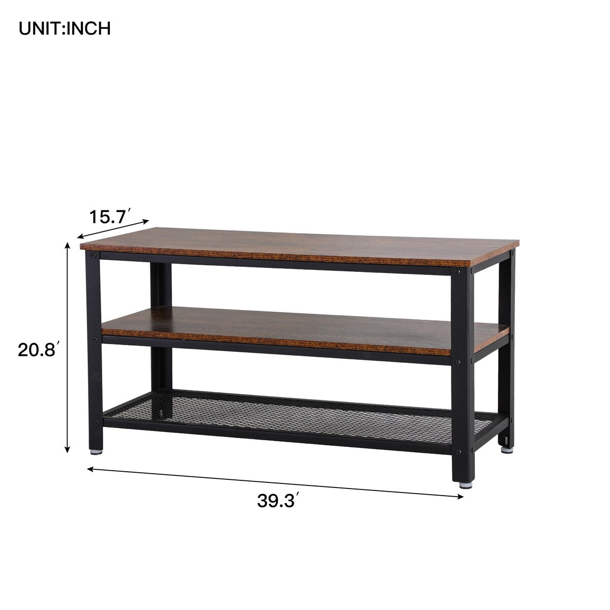 Nestfair Brown Metal End Table with Storage Shelves