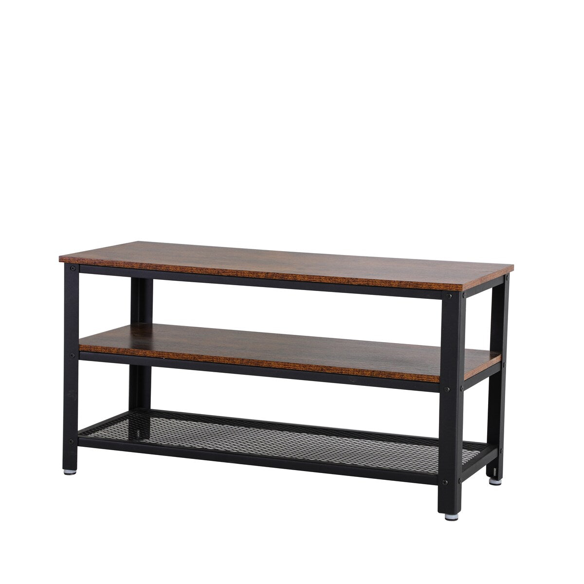 Nestfair Brown Metal End Table with Storage Shelves