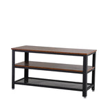 Nestfair Brown Metal End Table with Storage Shelves