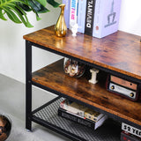 Nestfair Brown Metal End Table with Storage Shelves
