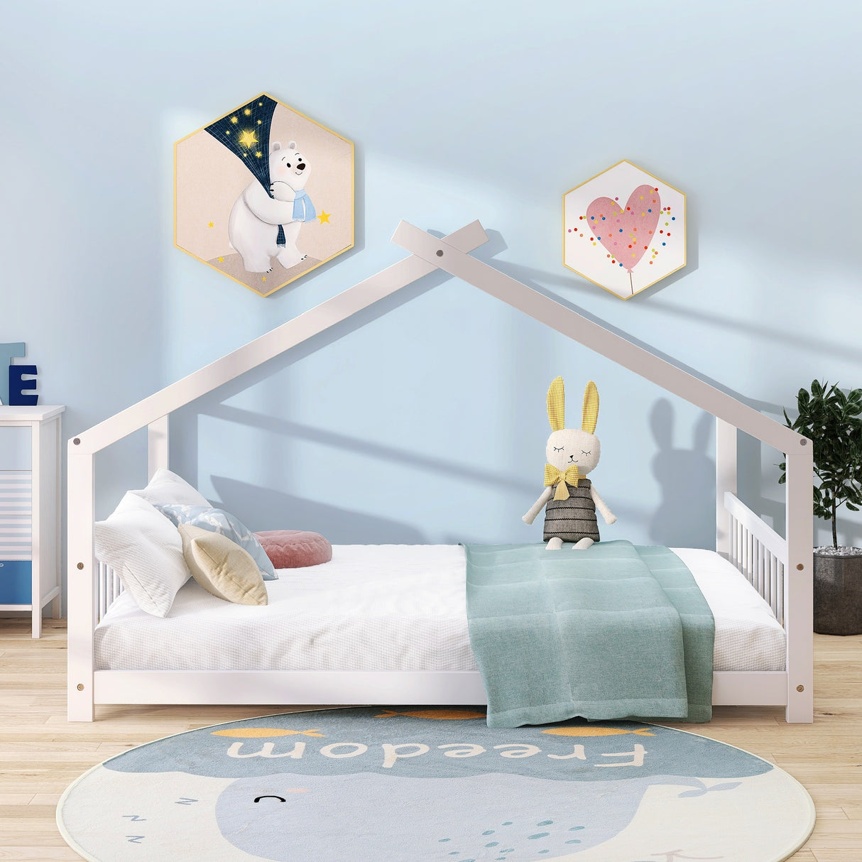 Nestfair House Bed Wood Bed for Kids