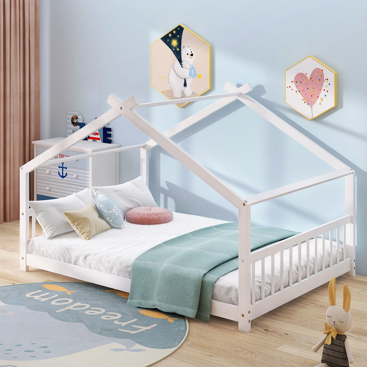 Nestfair House Bed Wood Bed for Kids
