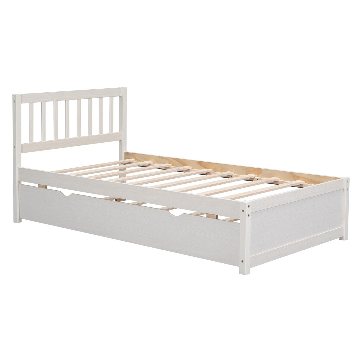 Nestfair Modern Design Wooden Twin Size Platform Bed Frame with Trundle