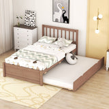 Nestfair Modern Design Wooden Twin Size Platform Bed Frame with Trundle