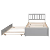 Nestfair Modern Design Wooden Twin Size Platform Bed Frame with Trundle