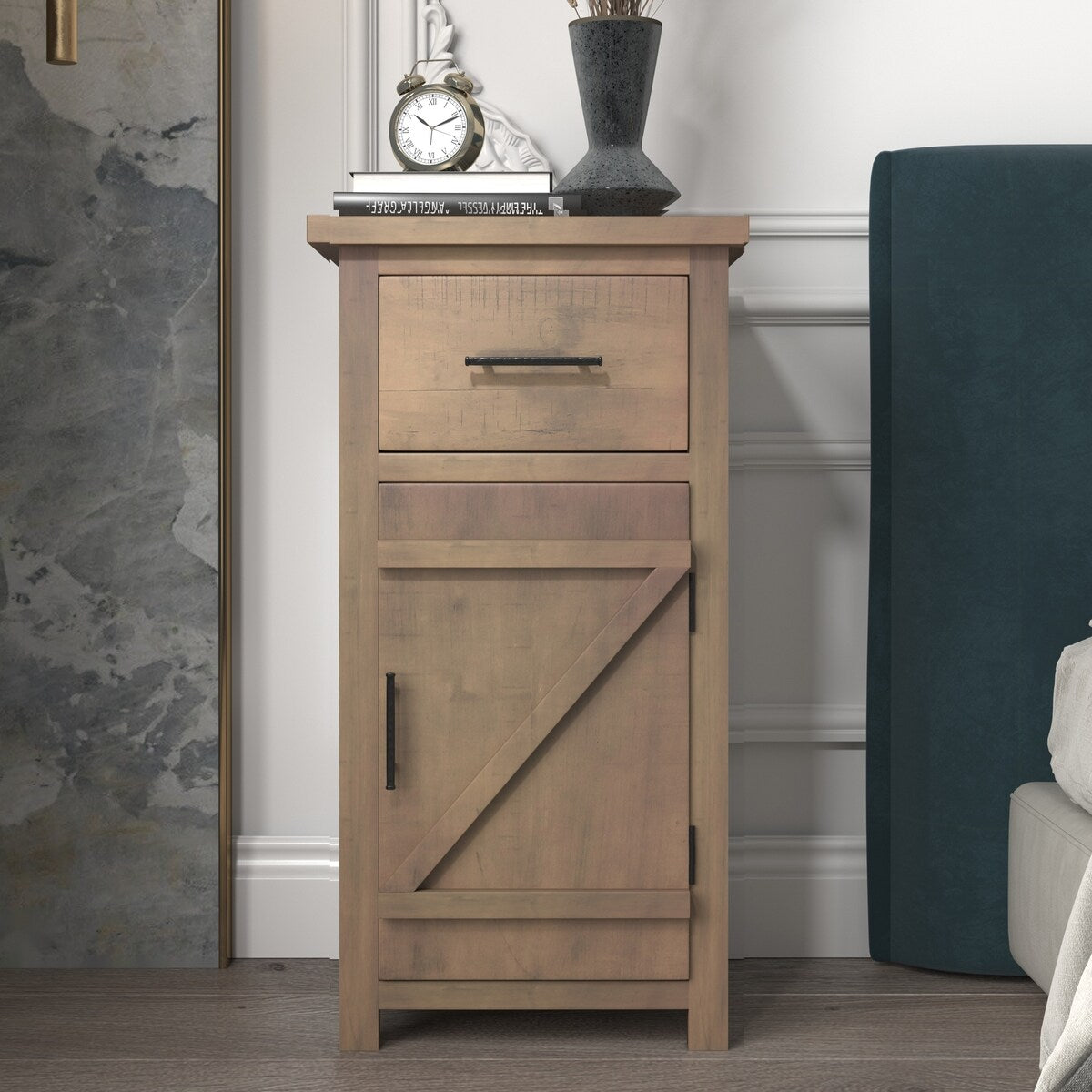 Nestfair Nightstand with Drawer and Storage Cabinet
