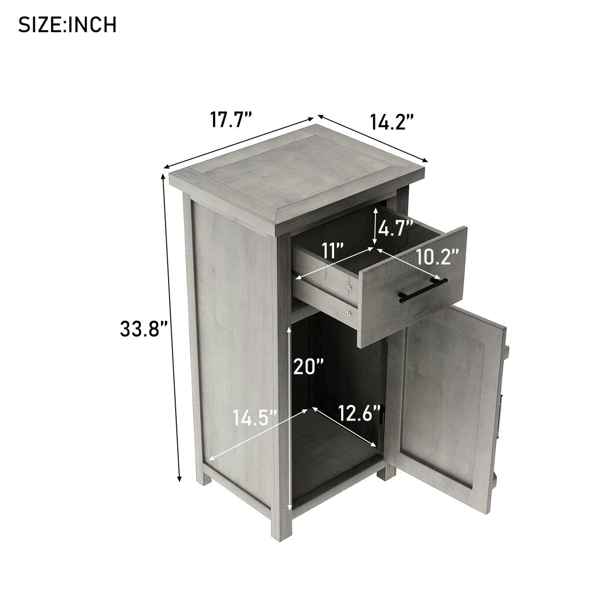 Nestfair Nightstand with Drawer and Storage Cabinet