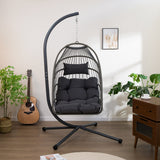 Nestfair Outdoor Patio Wicker Egg Hanging Chair with Stand - N/A