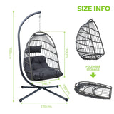 Nestfair Outdoor Patio Wicker Egg Hanging Chair with Stand - N/A