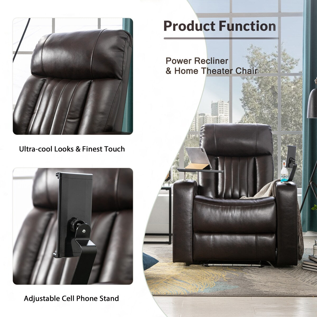 Nestfair Power Motion Recliner with USB Charging Port and Hidden Arm Storage