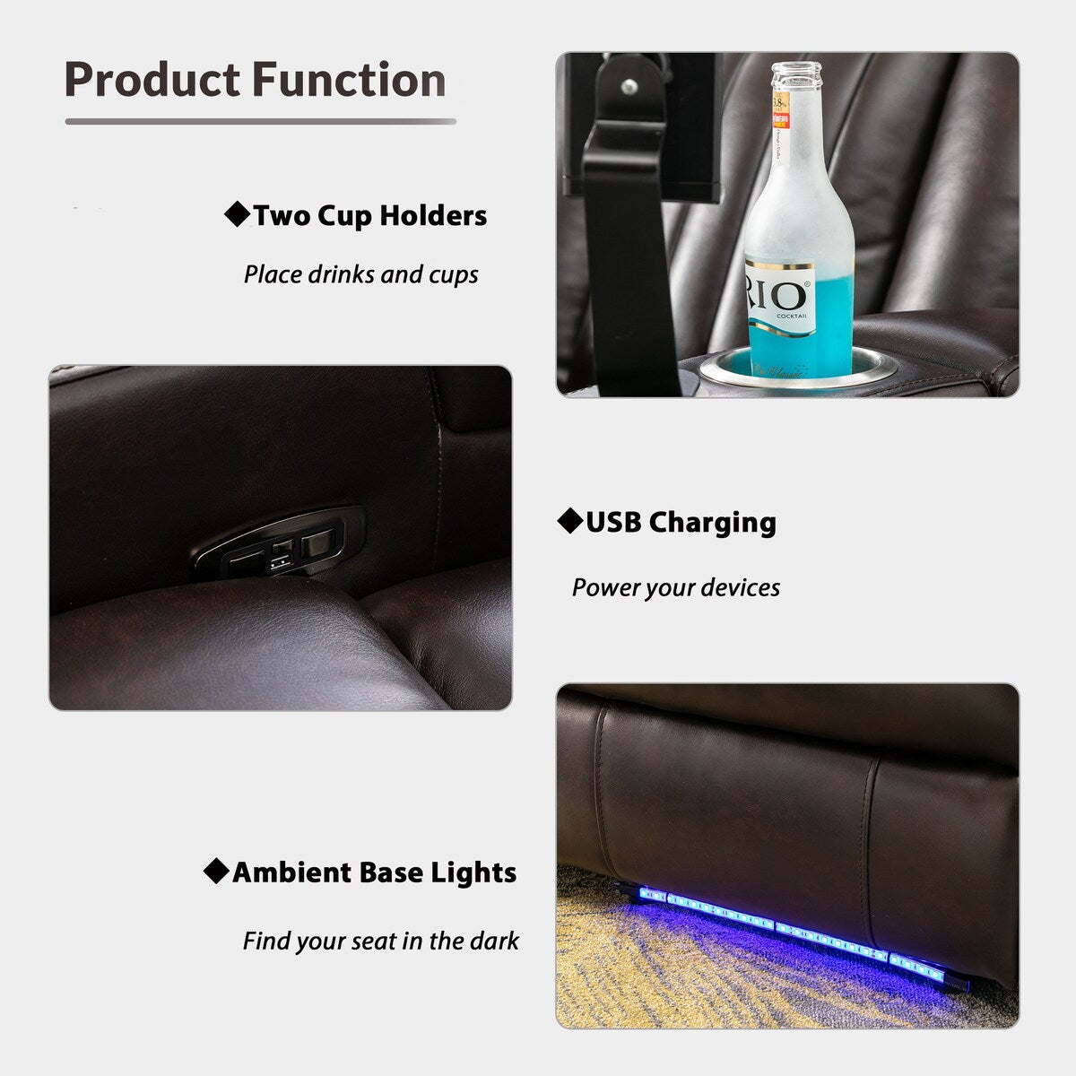 Nestfair Power Motion Recliner with USB Charging Port and Hidden Arm Storage