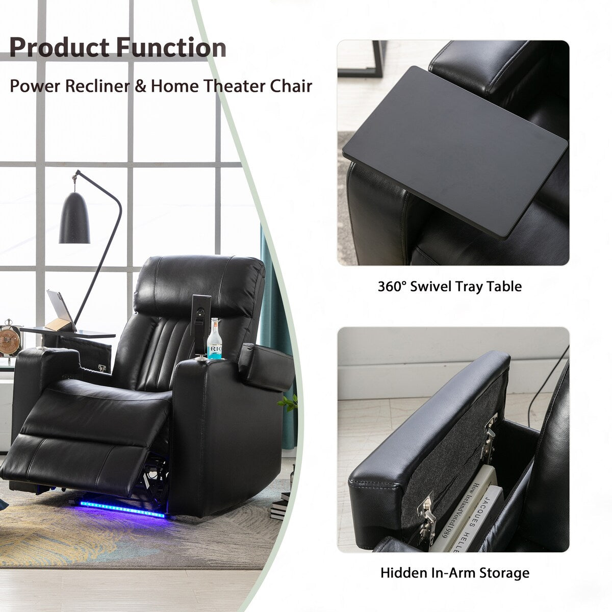 Nestfair Power Motion Recliner with USB Charging Port and Hidden Arm Storage